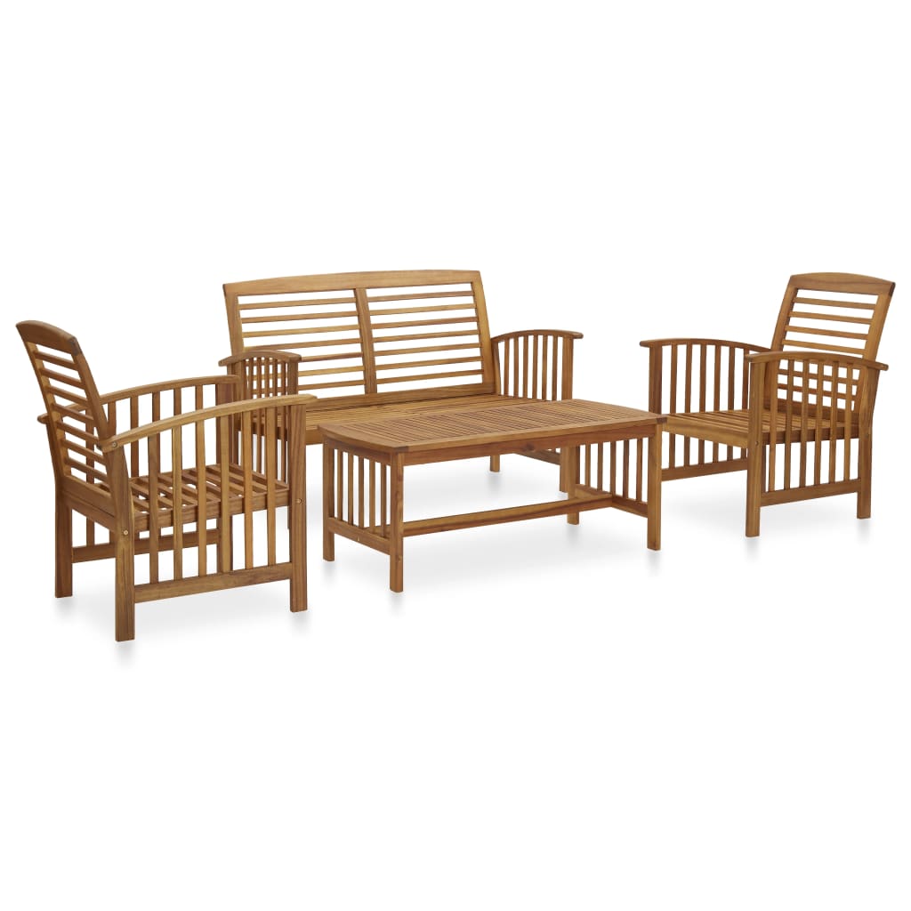 3057971 vidaXL 4 Piece Garden Lounge Set Solid Acacia Wood (310256+310262) - Brown - 45 x 45 x 50 cm