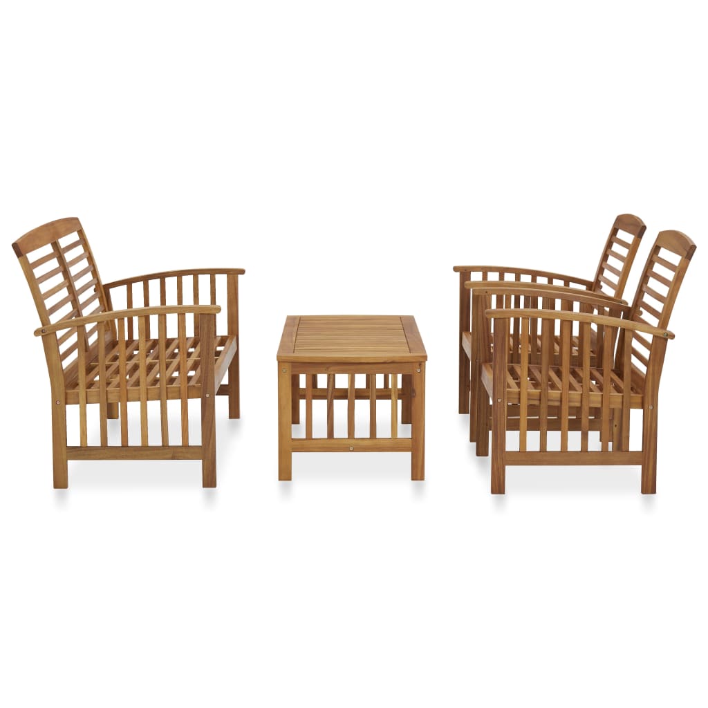 3057971 vidaXL 4 Piece Garden Lounge Set Solid Acacia Wood (310256+310262) - Brown - 45 x 45 x 50 cm