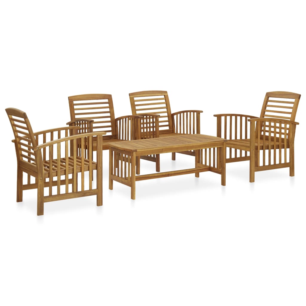 3057974 vidaXL 5 Piece Garden Lounge Set Solid Acacia Wood (310255+2x310256) - Brown - 45 x 45 x 50 cm