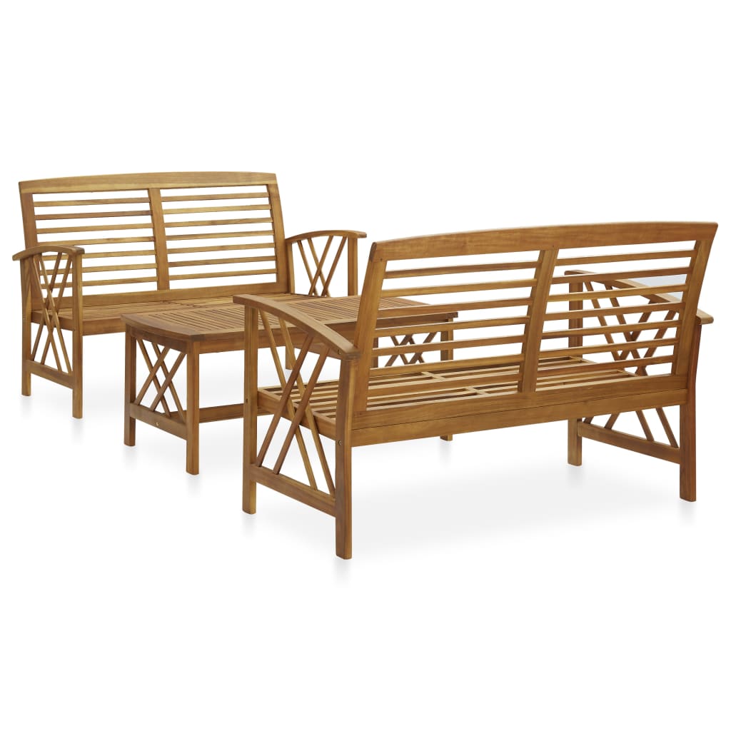 3057984 vidaXL 3 Piece Garden Lounge Set Solid Acacia Wood (310269+310272) - Brown - 59 x 67 x 83 cm