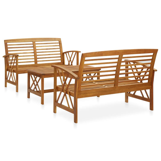 3057984 vidaXL 3 Piece Garden Lounge Set Solid Acacia Wood (310269+310272) - Brown - 59 x 67 x 83 cm