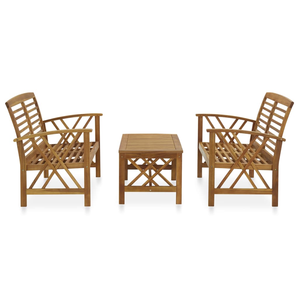3057984 vidaXL 3 Piece Garden Lounge Set Solid Acacia Wood (310269+310272) - Brown - 59 x 67 x 83 cm