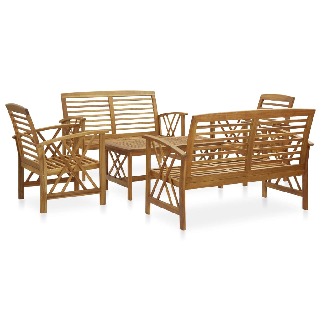 3057985 vidaXL 5 Piece Garden Lounge Set Solid Acacia Wood (310266+310269+310272) - Brown - 59 x 67 x 83 cm