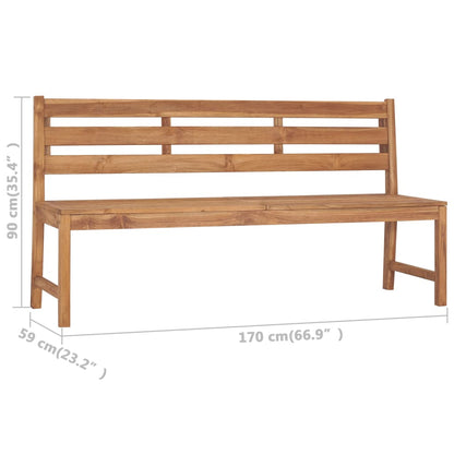 vidaXL Garden Bench 170 cm Solid Teak Wood - Brown - 170 x 59 x 90 cm