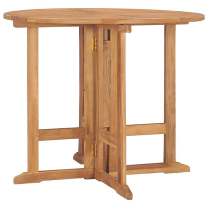 vidaXL Folding Garden Dining Table Ø90x75 cm Solid Teak Wood - Brown