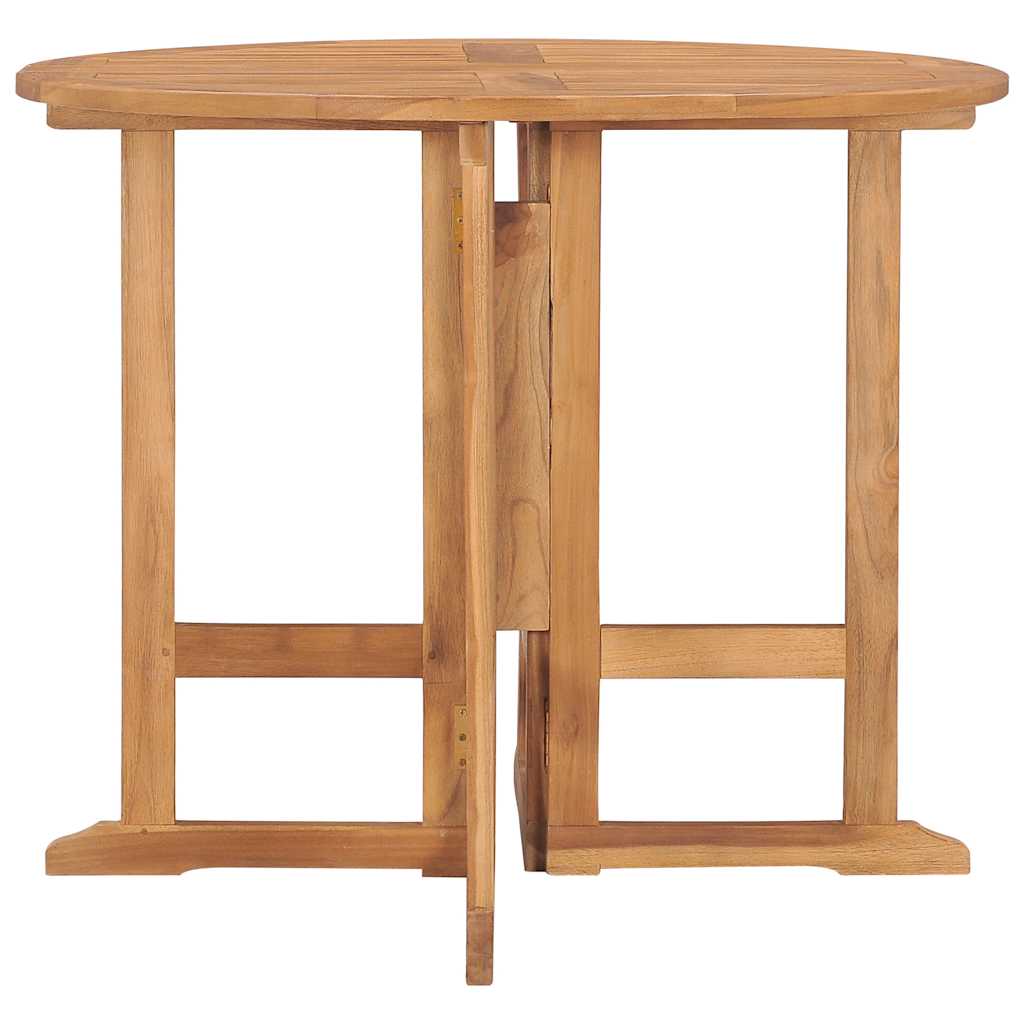vidaXL Folding Garden Dining Table Ø90x75 cm Solid Teak Wood - Brown