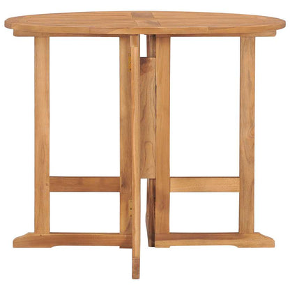 vidaXL Folding Garden Dining Table Ø90x75 cm Solid Teak Wood - Brown