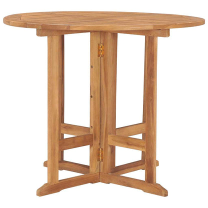 vidaXL Folding Garden Dining Table Ø90x75 cm Solid Teak Wood - Brown