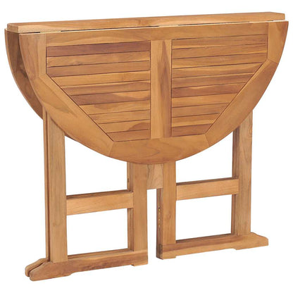 vidaXL Folding Garden Dining Table Ø90x75 cm Solid Teak Wood - Brown