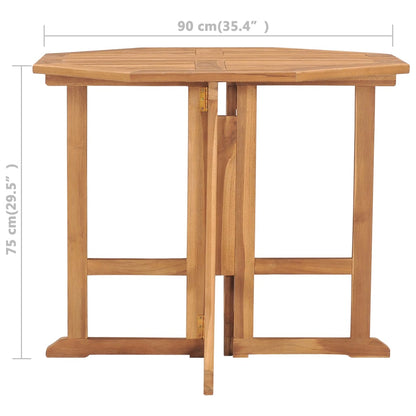 vidaXL Folding Garden Dining Table 90x90x75 cm Solid Teak Wood - Brown