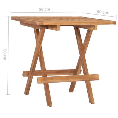 vidaXL Folding Garden Table 50x50x50 cm Solid Teak Wood - Brown - 23695