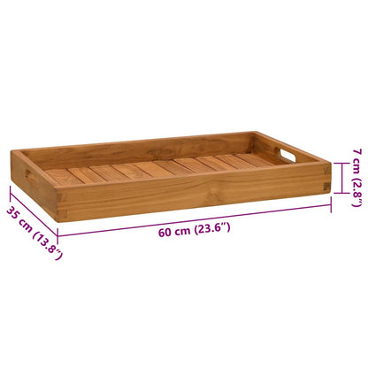 315456 vidaXL Serving Tray 60x35 cm Solid Teak Wood - Brown - 60 x 35 x 7 cm