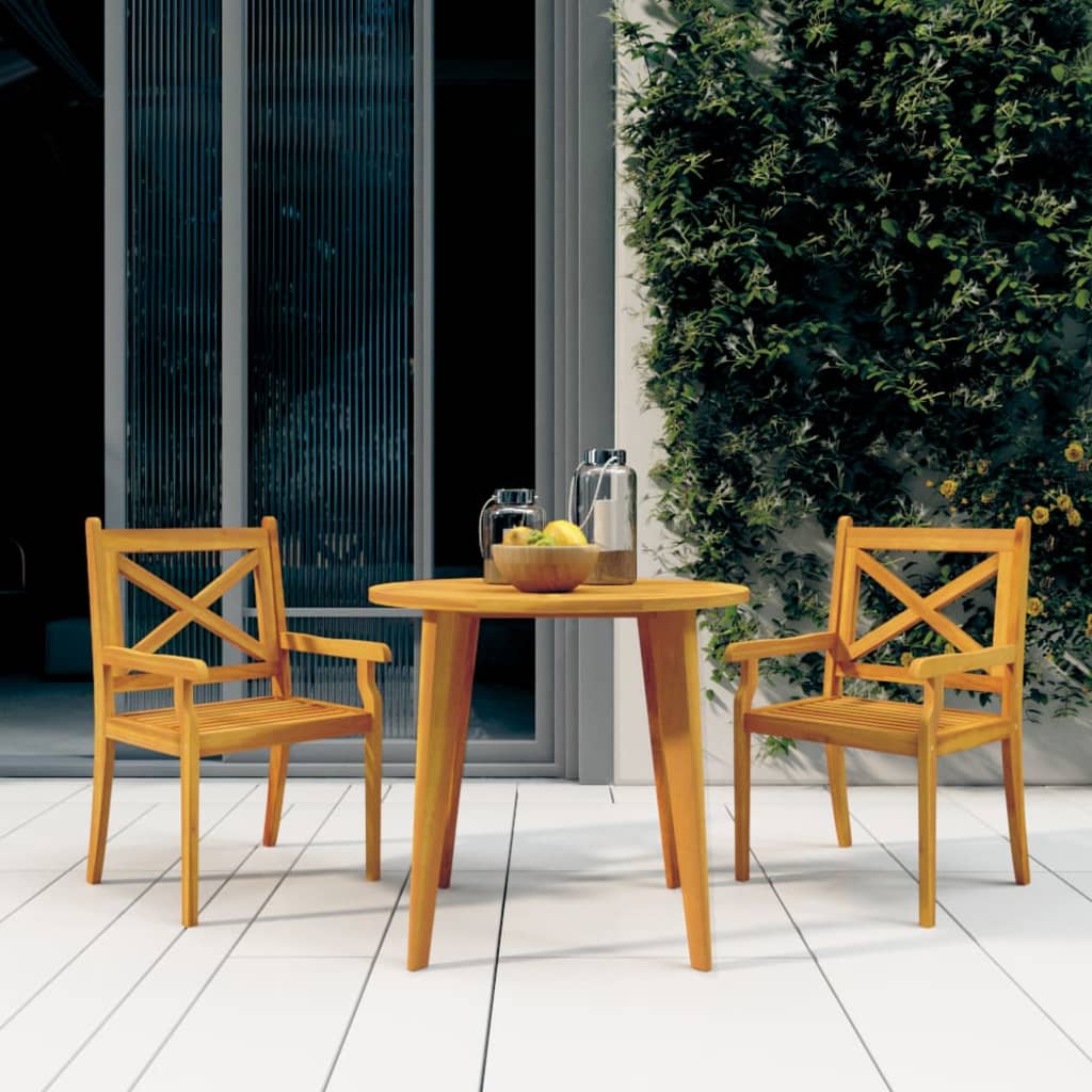 vidaXL Garden Dining Set | Natural wood | Solid acacia wood | Medium | Durable - Brown - Ø 85 cm table
