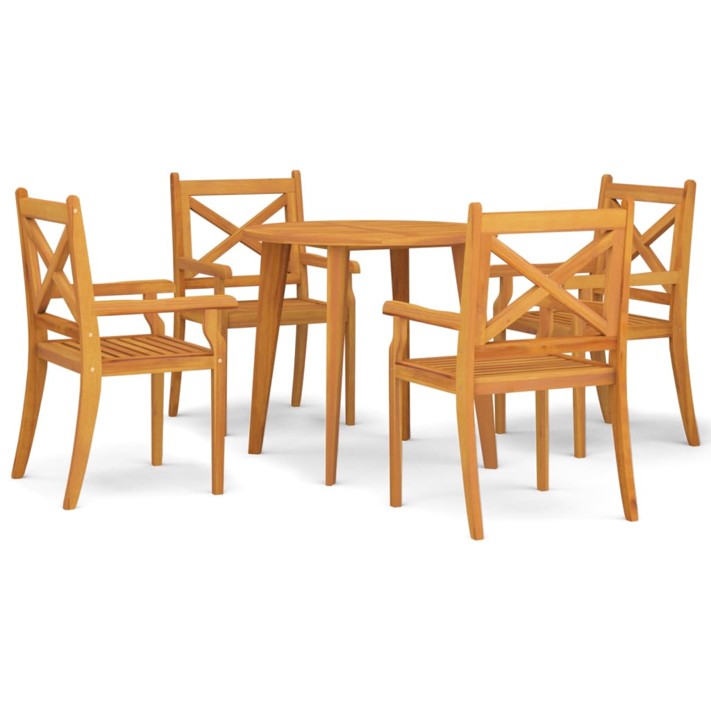 vidaXL Garden Dining Set | Natural wood | Solid acacia wood | Medium | Durable - Brown - Ø 85 cm table - 15360