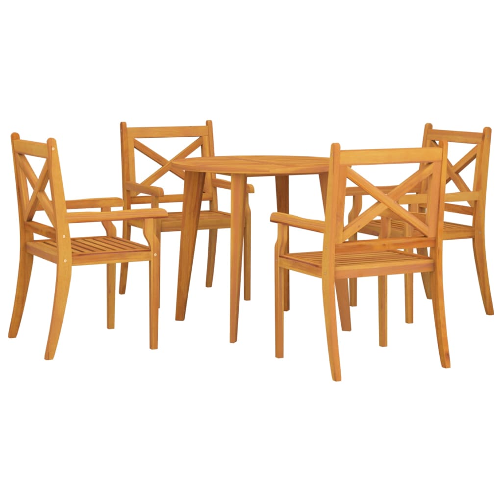 vidaXL Garden Dining Set | Natural wood | Solid acacia wood | Medium | Durable - Brown - Ø 85 cm table - 15360