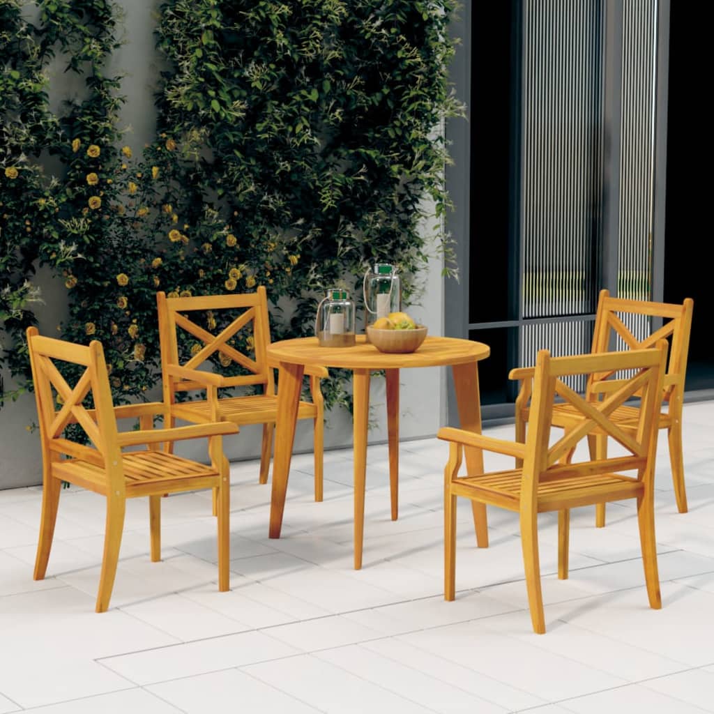 vidaXL Garden Dining Set | Natural wood | Solid acacia wood | Medium | Durable - Brown - Ø 85 cm table - 15360
