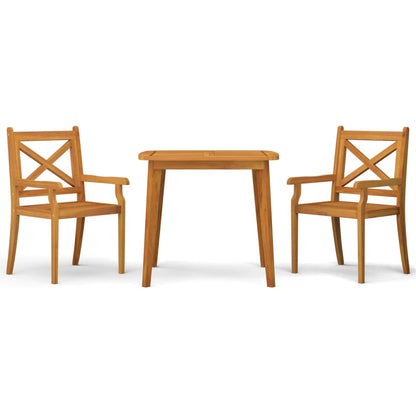 vidaXL 3 Piece Garden Dining Set Solid Wood Acacia - Brown - 85 cm table length