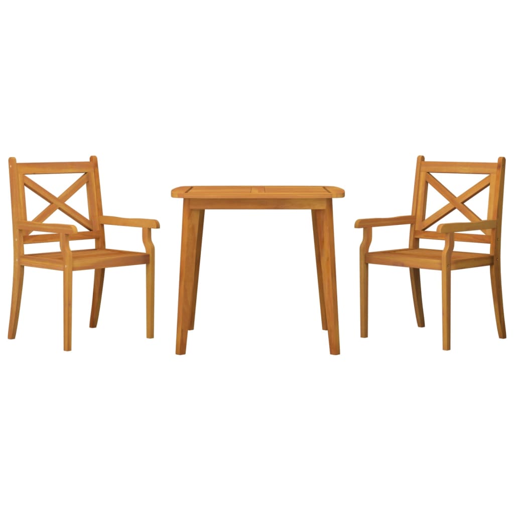 vidaXL 3 Piece Garden Dining Set Solid Wood Acacia - Brown - 85 cm table length