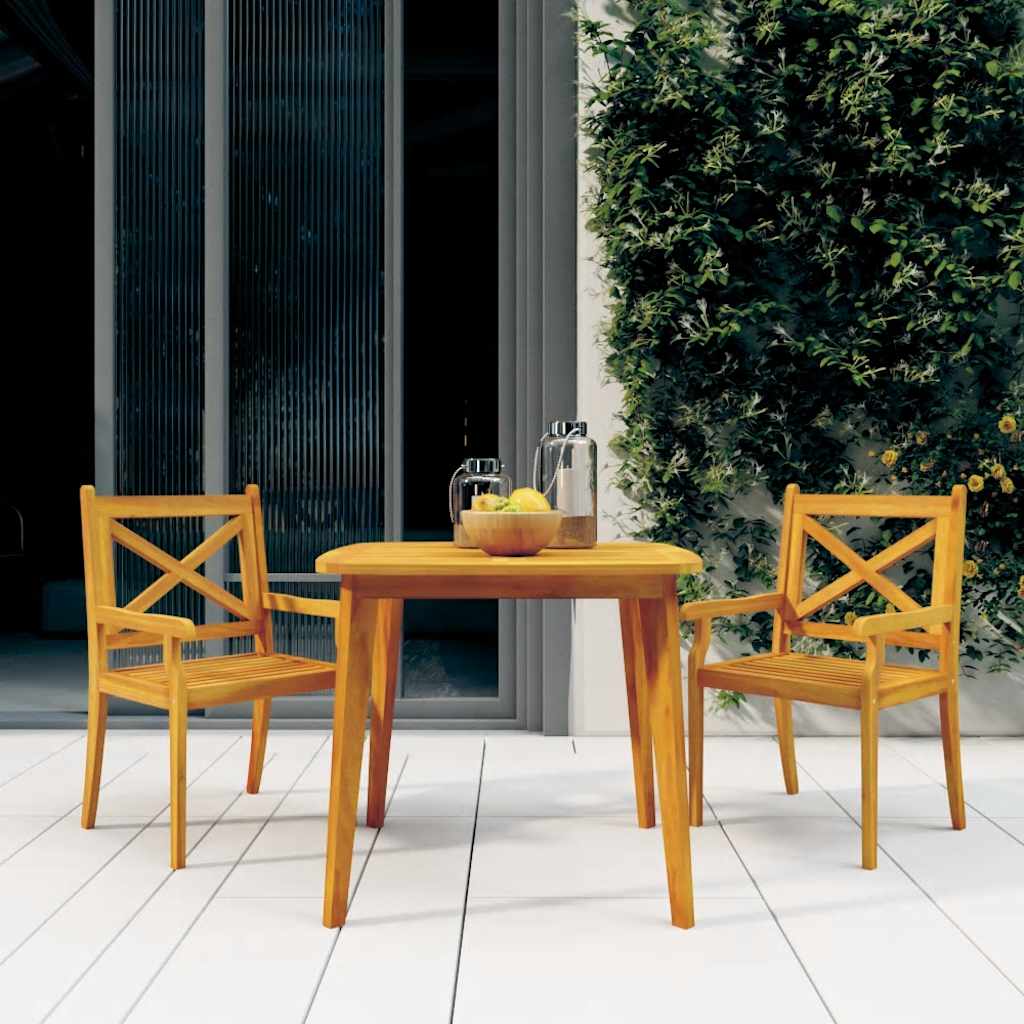 vidaXL 3 Piece Garden Dining Set Solid Wood Acacia - Brown - 85 cm table length