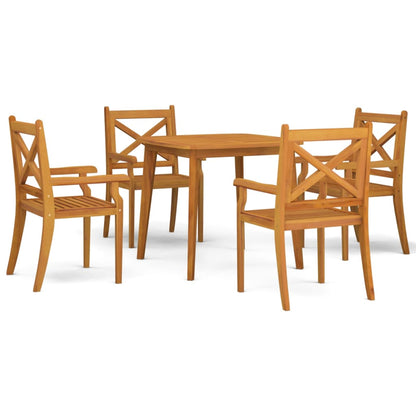vidaXL 5 Piece Garden Dining Set Solid Wood Acacia - Brown - 85 cm table length