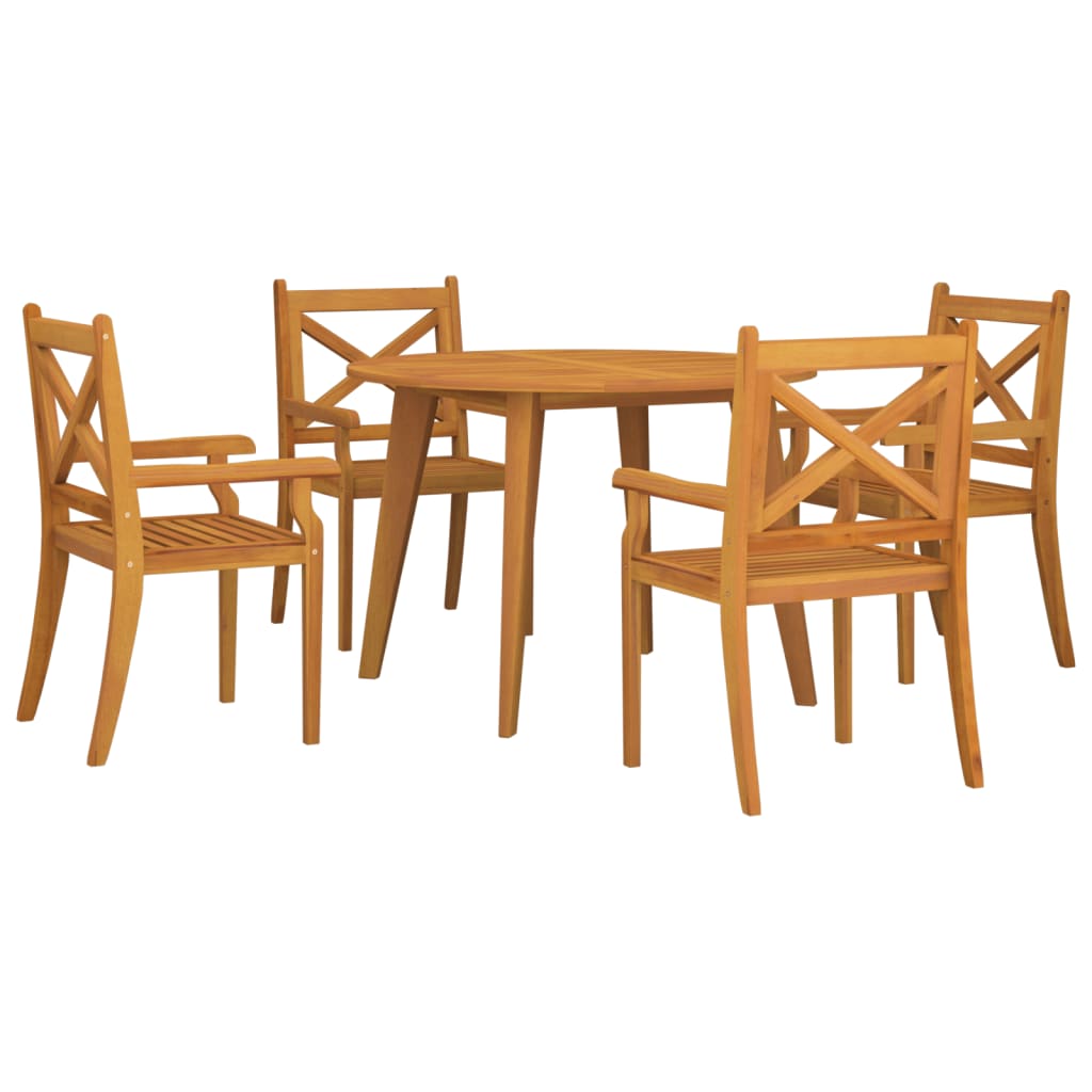 vidaXL Garden Dining Set | Natural Wood | Solid acacia wood with an oiled finish - Brown - Ø 110 cm table