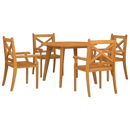 vidaXL Garden Dining Set | Natural Wood | Solid acacia wood with an oiled finish - Brown - Ø 110 cm table
