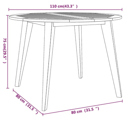 vidaXL Garden Dining Set | Natural Wood | Solid acacia wood with an oiled finish - Brown - Ø 110 cm table