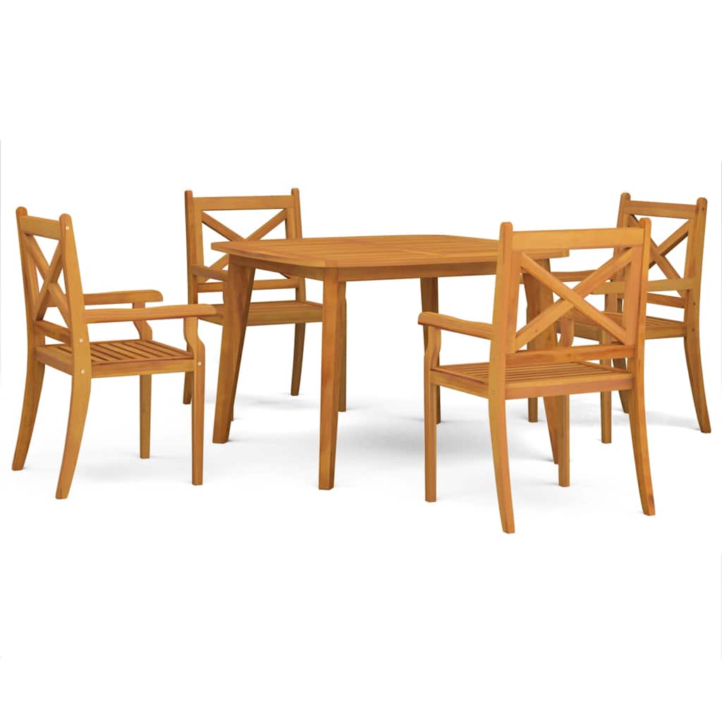 vidaXL 5 Piece Garden Dining Set Solid Wood Acacia - Brown - 110 cm table length