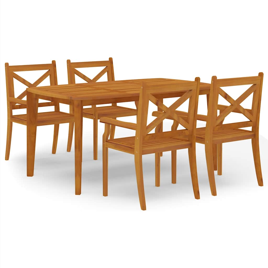vidaXL Garden Dining Set | Natural wood | Solid acacia wood | Standard | Durable - Brown - 160 cm table length