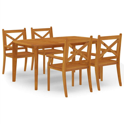 vidaXL Garden Dining Set | Natural wood | Solid acacia wood | Standard | Durable - Brown - 160 cm table length