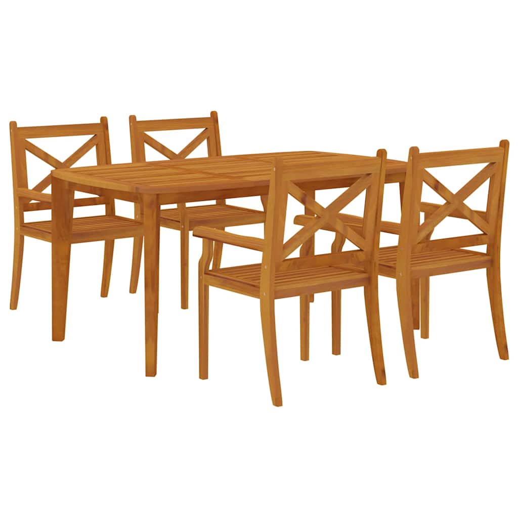 vidaXL Garden Dining Set | Natural wood | Solid acacia wood | Standard | Durable - Brown - 160 cm table length