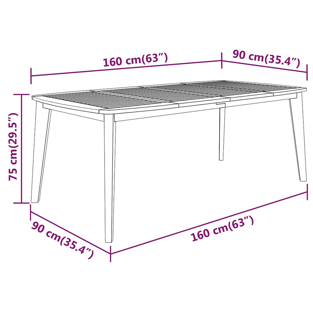 vidaXL Garden Dining Set | Natural wood | Solid acacia wood | Standard | Durable - Brown - 160 cm table length