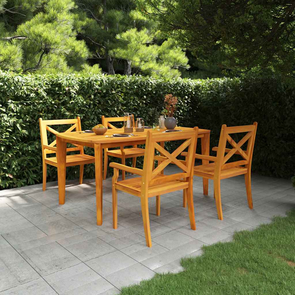 vidaXL Garden Dining Set | Natural wood | Solid acacia wood | Standard | Durable - Brown - 160 cm table length