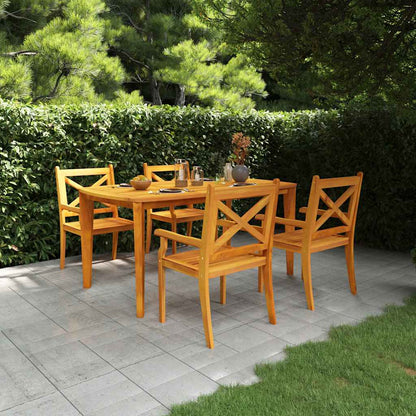 vidaXL Garden Dining Set | Natural wood | Solid acacia wood | Standard | Durable - Brown - 160 cm table length