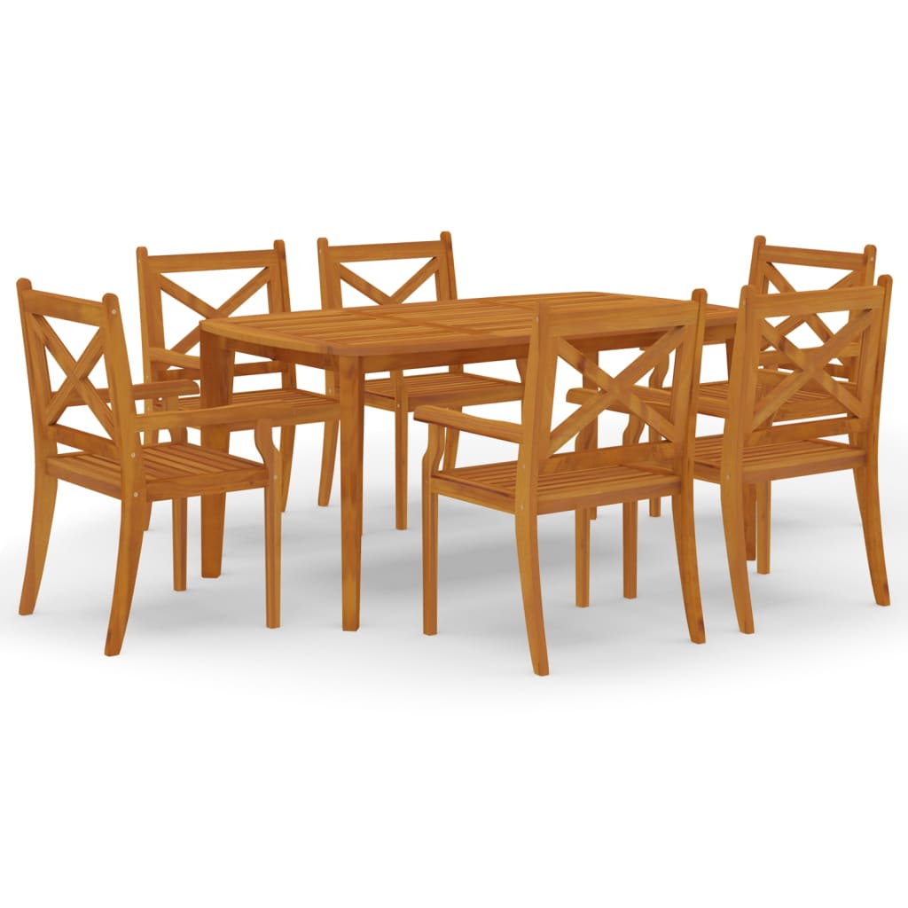 vidaXL Garden Dining Set | Brown | Solid Acacia wood | Large | Seats Many - 160 cm table length
