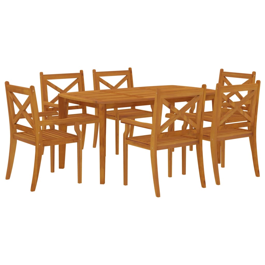 vidaXL Garden Dining Set | Brown | Solid Acacia wood | Large | Seats Many - 160 cm table length