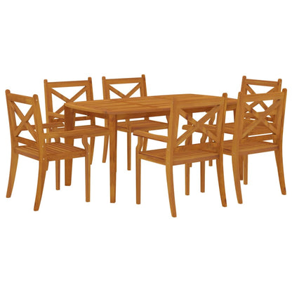 vidaXL Garden Dining Set | Brown | Solid Acacia wood | Large | Seats Many - 160 cm table length