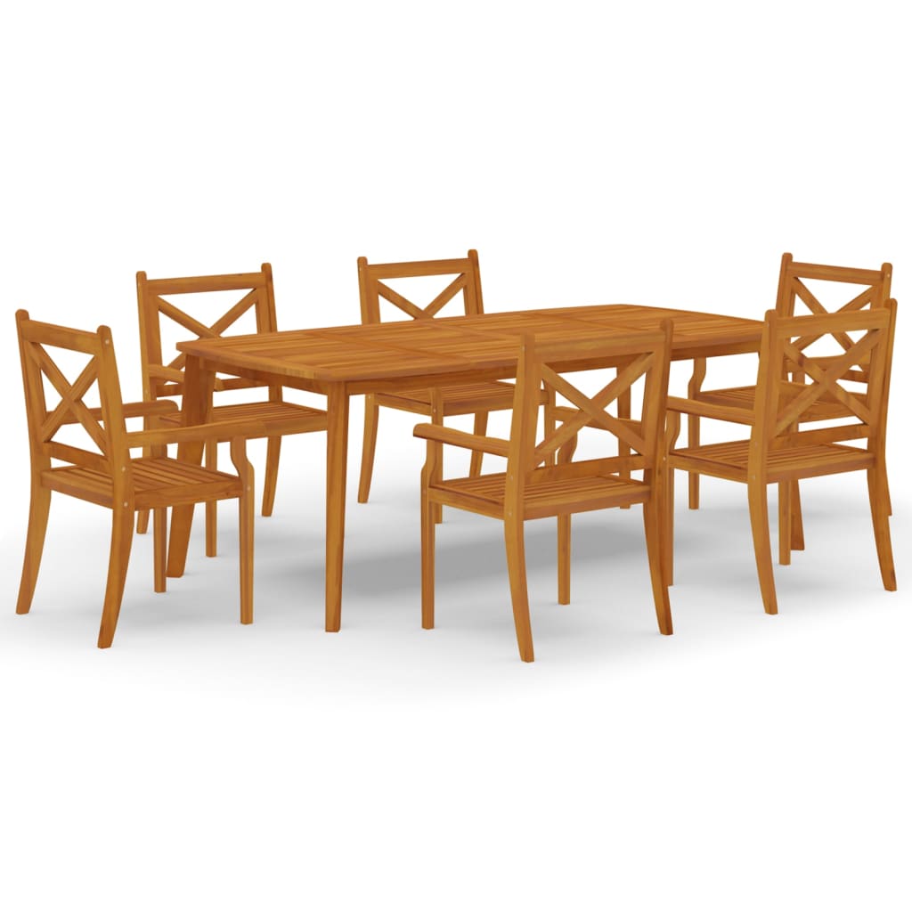 vidaXL Garden Dining Set | Natural Wood | Solid acacia wood | Large | Durable - Brown - 200 cm table length