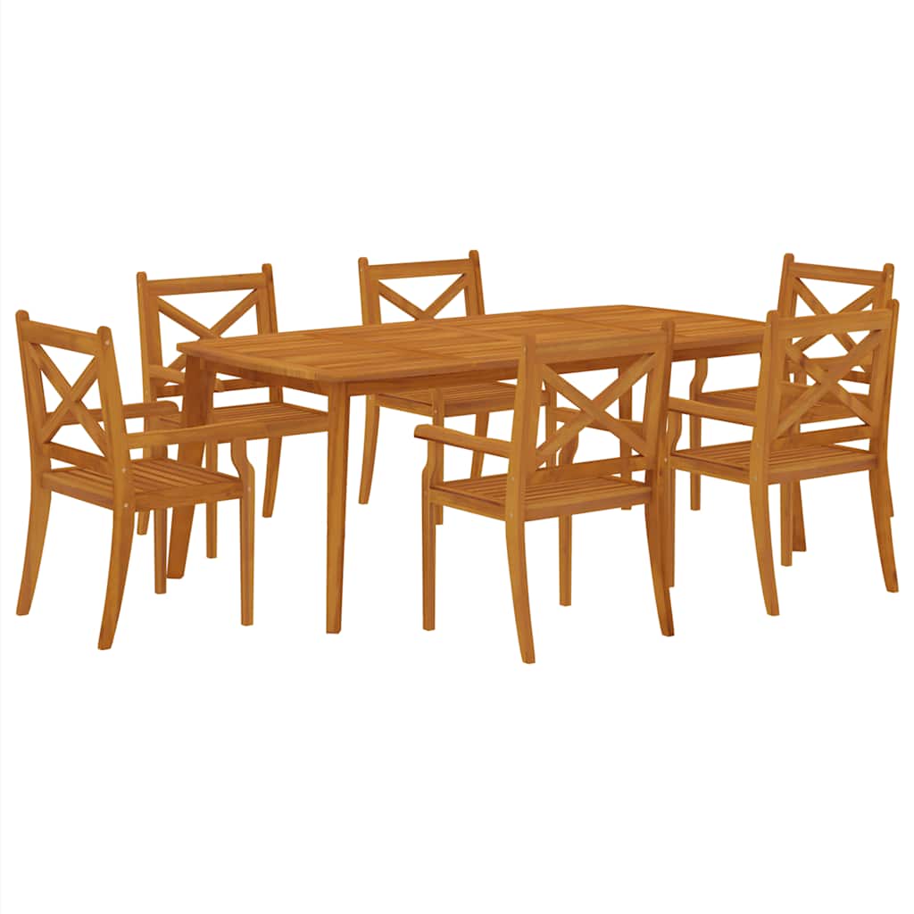 vidaXL Garden Dining Set | Natural Wood | Solid acacia wood | Large | Durable - Brown - 200 cm table length
