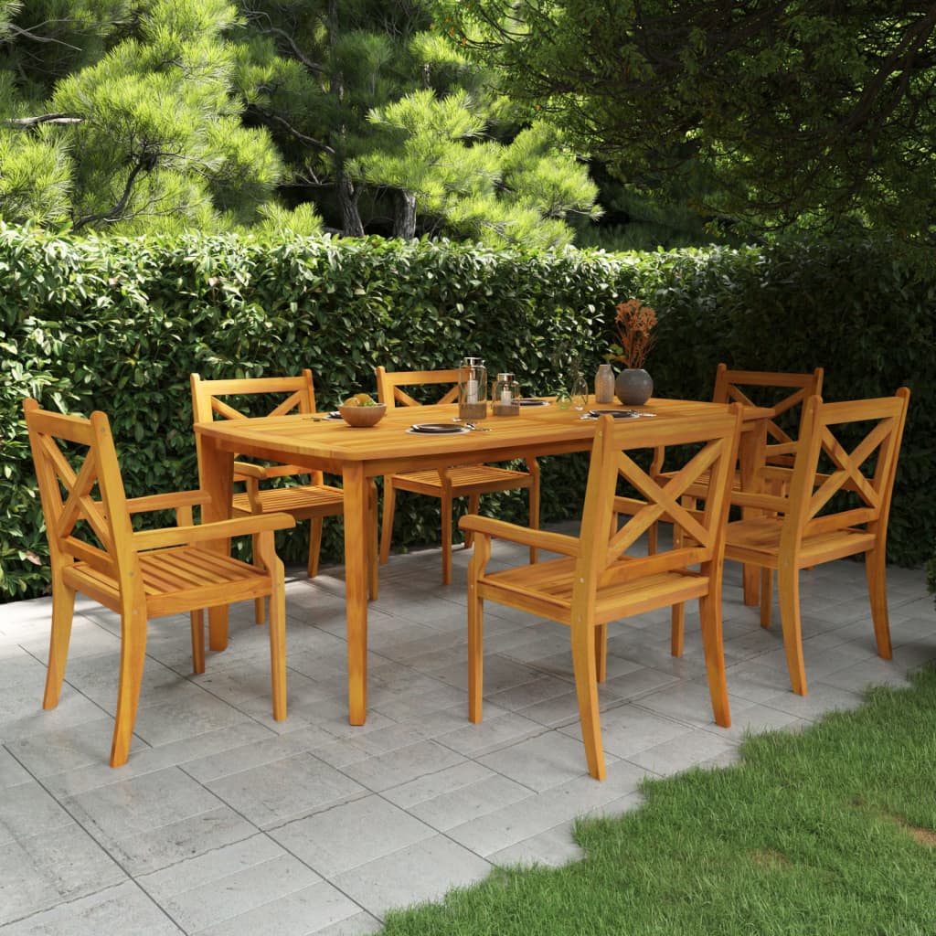 vidaXL Garden Dining Set | Natural Wood | Solid acacia wood | Large | Durable - Brown - 200 cm table length