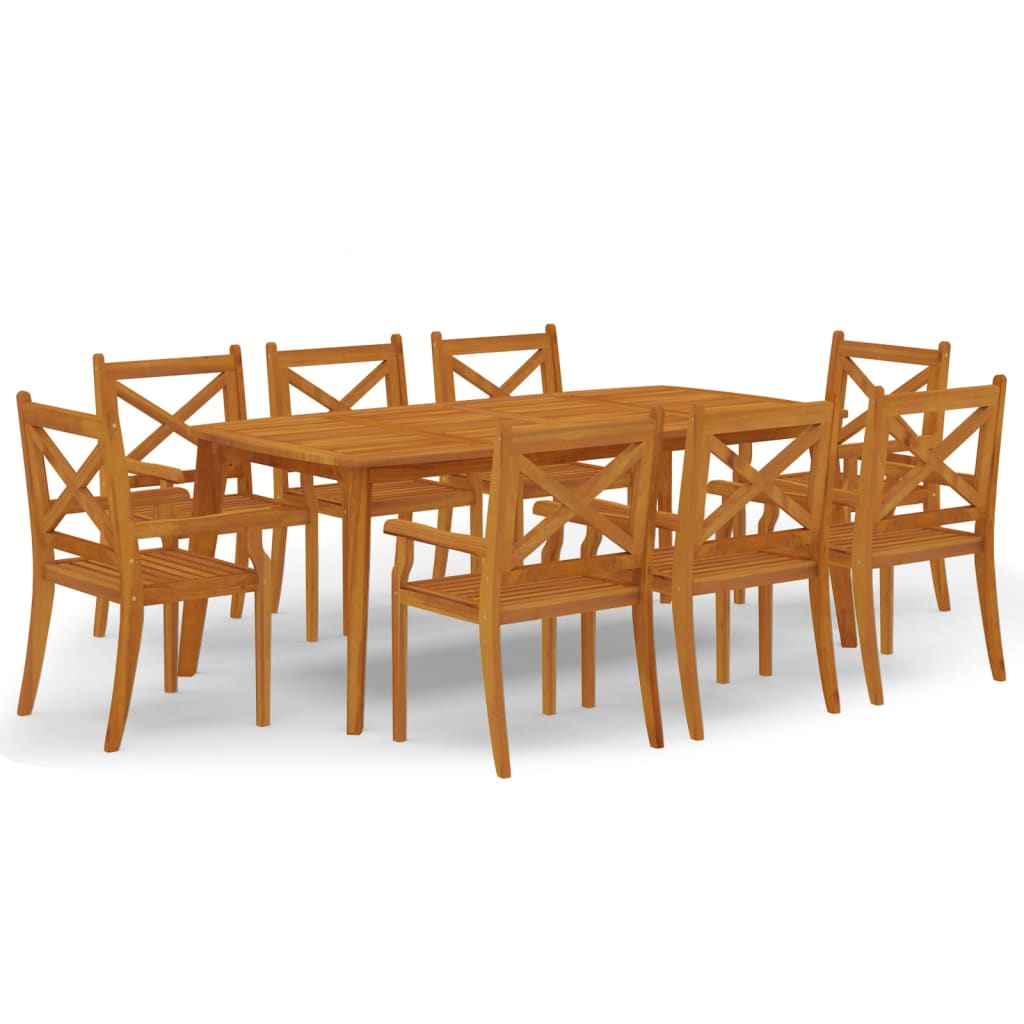 vidaXL Garden Dining Set | Brown | Solid Acacia Wood with an Oiled Finish - 200 cm table length