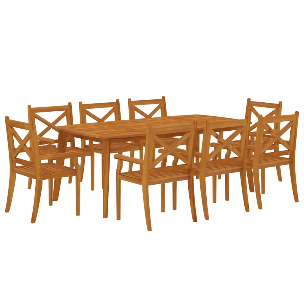 vidaXL Garden Dining Set | Brown | Solid Acacia Wood with an Oiled Finish - 200 cm table length