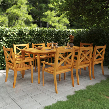 vidaXL Garden Dining Set | Brown | Solid Acacia Wood with an Oiled Finish - 200 cm table length