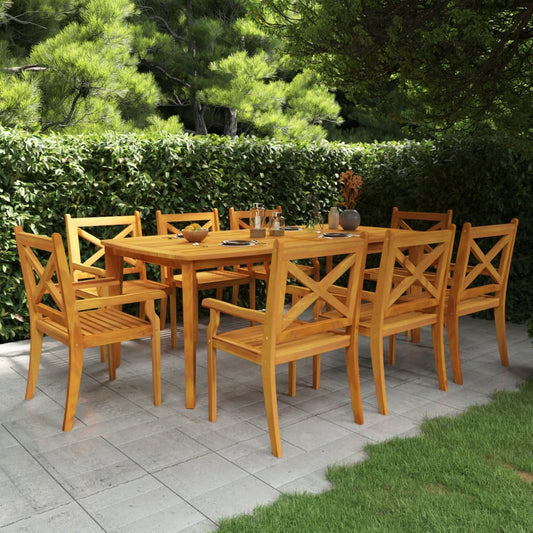 vidaXL Garden Dining Set | Brown | Solid Acacia Wood with an Oiled Finish - 200 cm table length