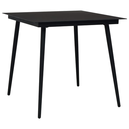 vidaXL Dining Set | Black | Cotton rope, powder-coated steel, tempered glass