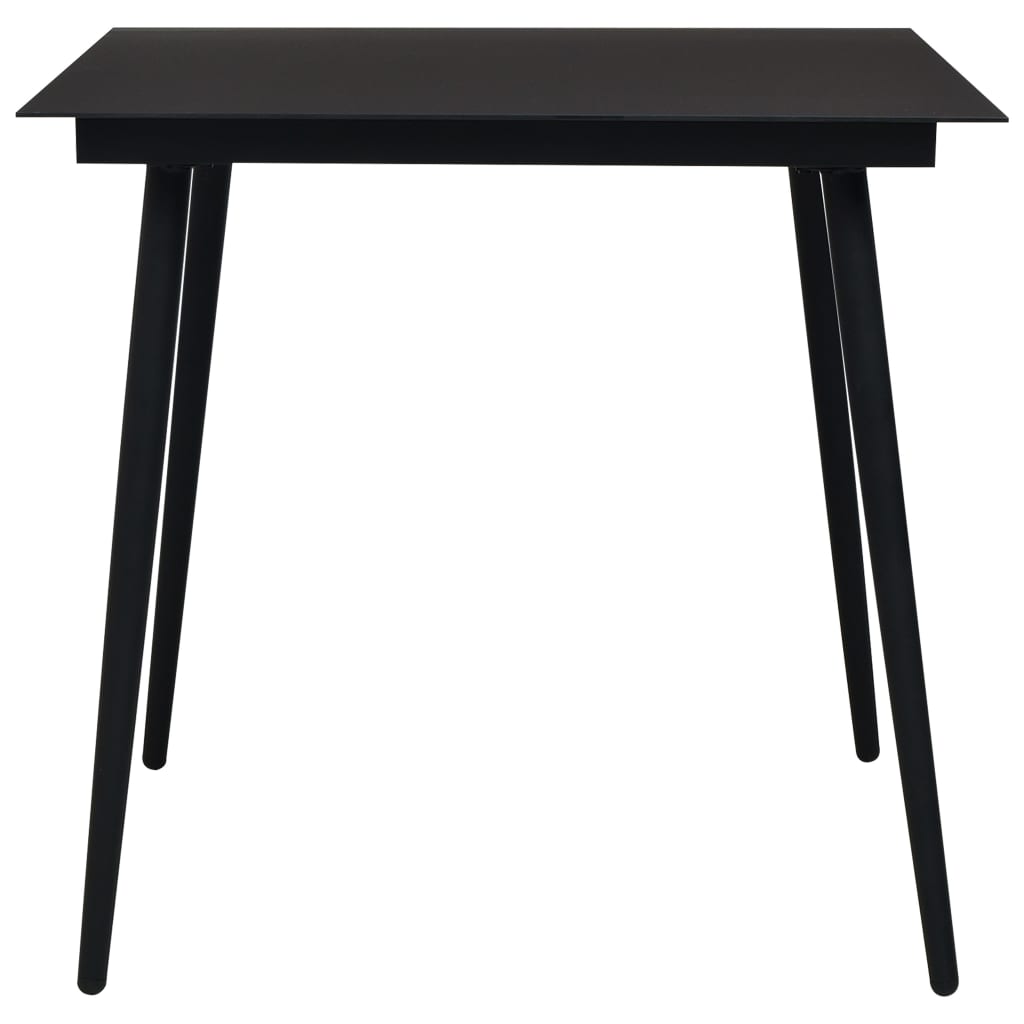 vidaXL Dining Set | Black | Cotton rope, powder-coated steel, tempered glass
