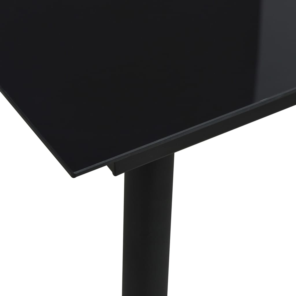 vidaXL Dining Set | Black | Cotton rope, powder-coated steel, tempered glass