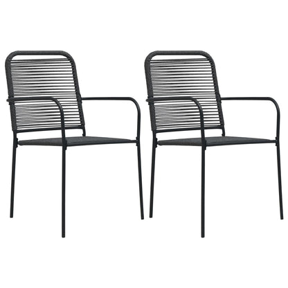 vidaXL Dining Set | Black | Cotton rope, powder-coated steel, tempered glass