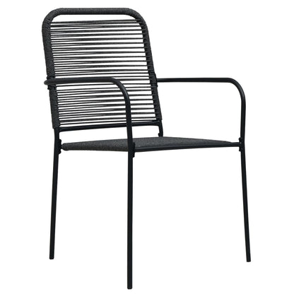 vidaXL Dining Set | Black | Cotton rope, powder-coated steel, tempered glass