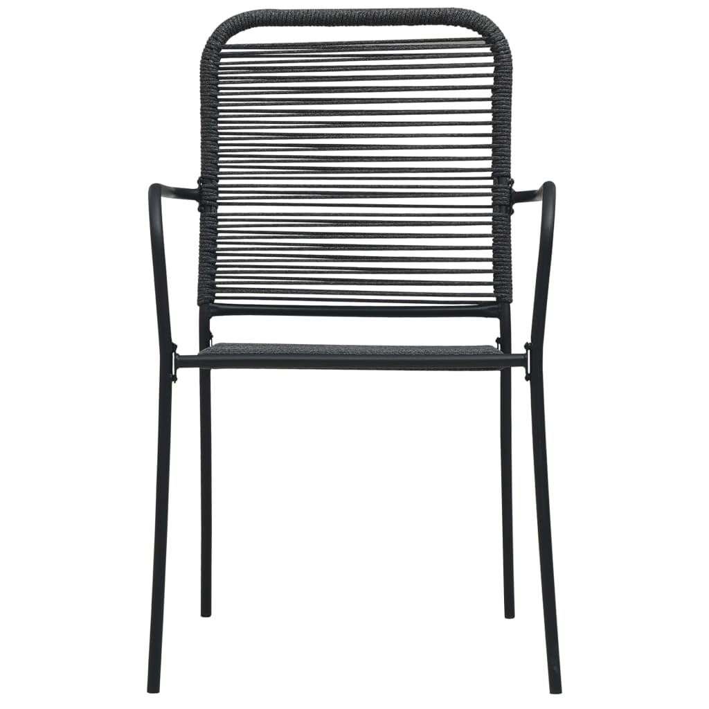 vidaXL Dining Set | Black | Cotton rope, powder-coated steel, tempered glass